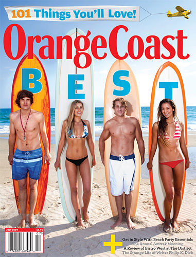 Magazine Editorial Beauty and Fashion Photography- Portfolio Example Page Orange Coast magazine Surfers Cover Shoot